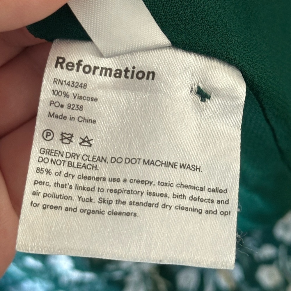 Reformation Susanna Midi Dress Vancouver Green Floral Size Small - see condition - Picture 9 of 13